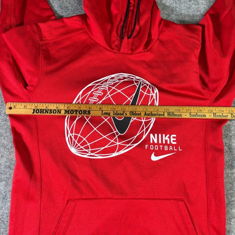 Nike Dri Fit Football Hoodie Red Athletic‎ Pullover Long Sleeve Size S CW3365